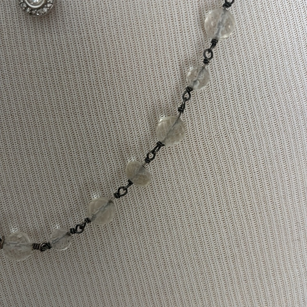 Elegant Silver and Clear Beaded Necklace Set - Picture 2 of 7